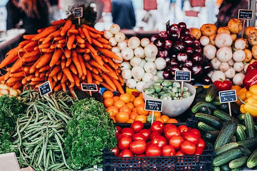 Vegetables on display.