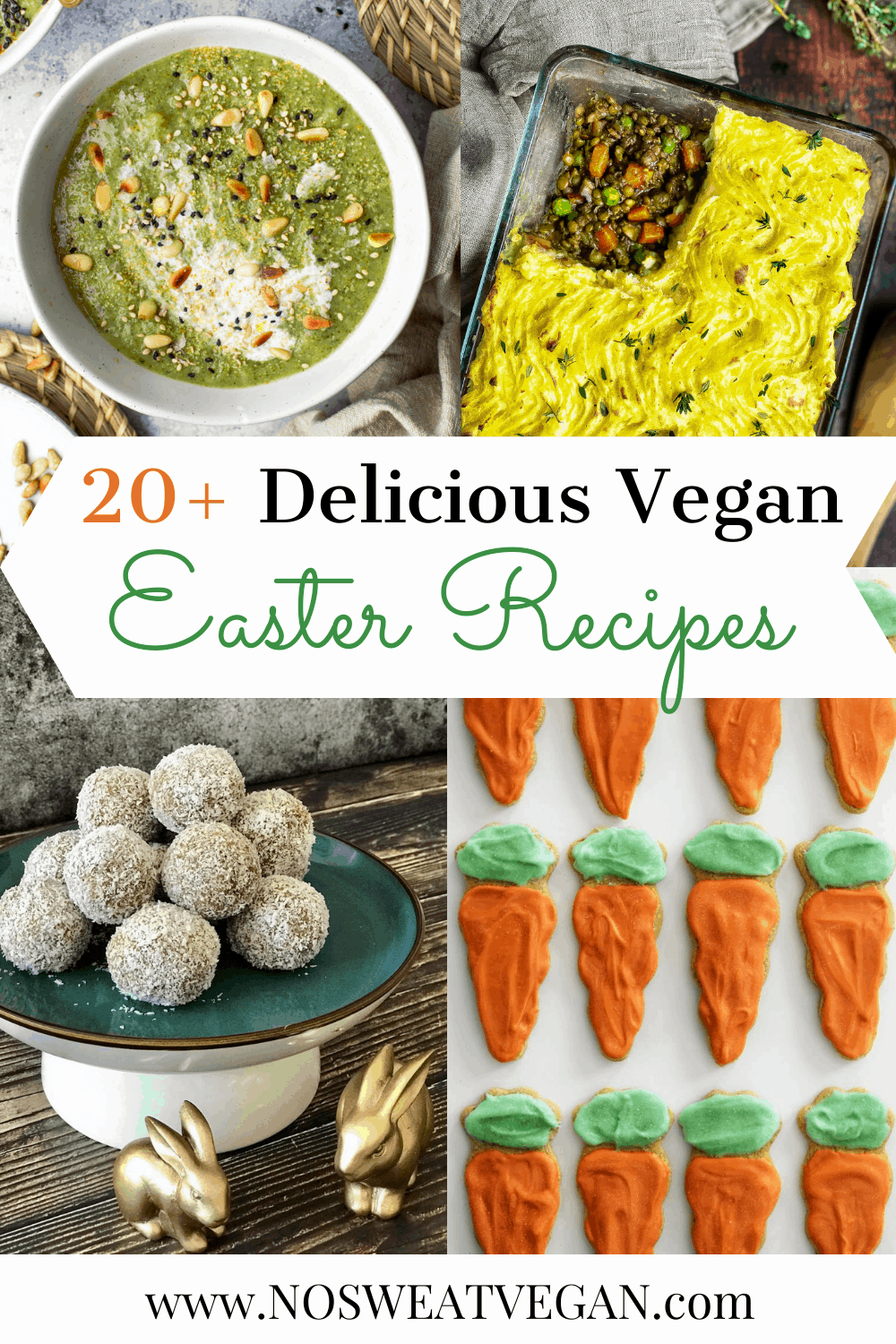 Vegan Easter recipes collage.