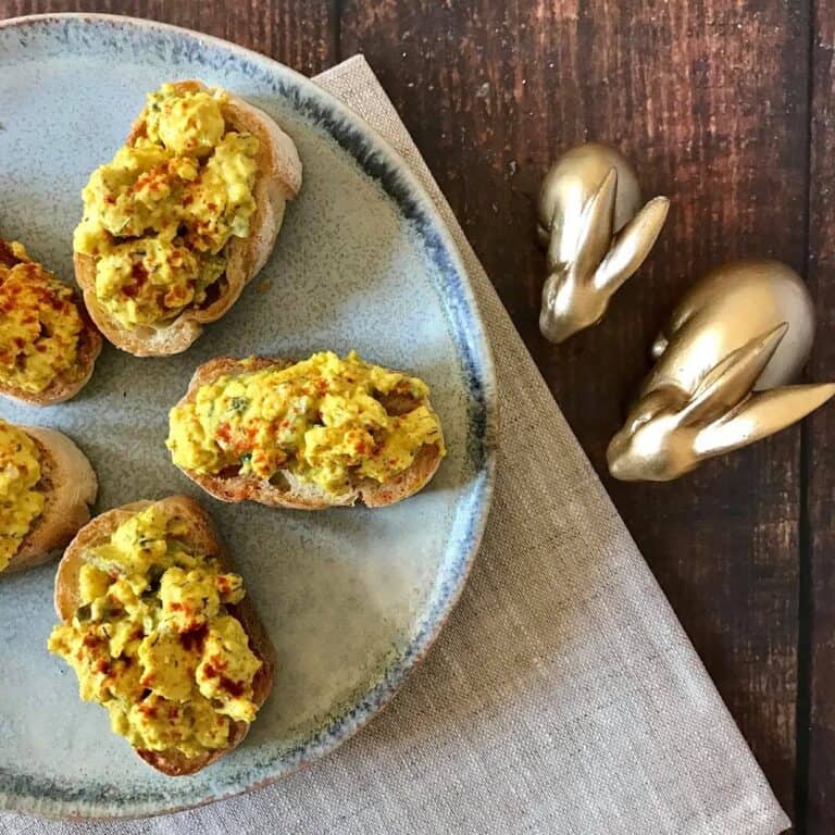 Vegan Deviled Eggs Crostini (Super Easy!) No Sweat Vegan