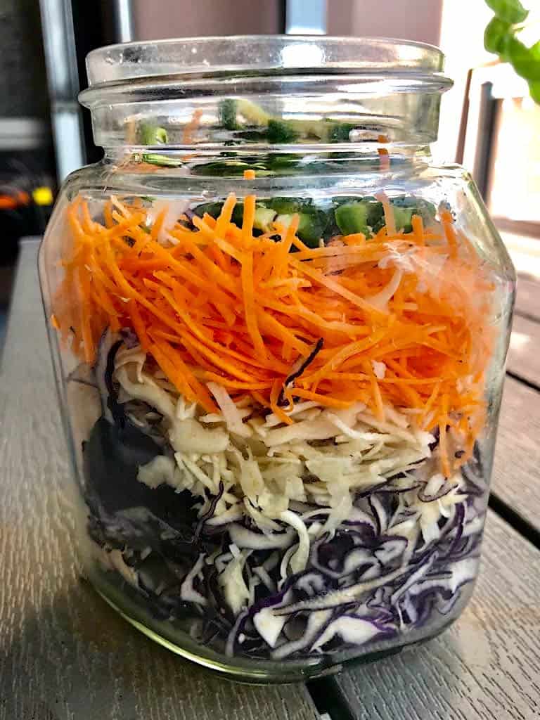 Quick & Spicy Pickled Cabbage with Jalapenos No Sweat Vegan