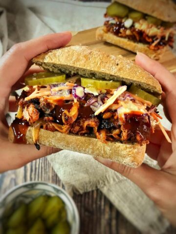 vegan BBQ jackfruit sandwich