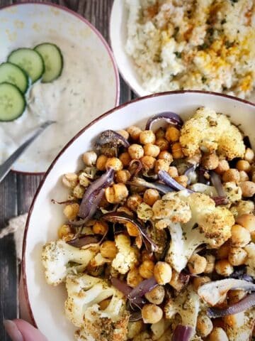 sheet pan cauliflower and couscous