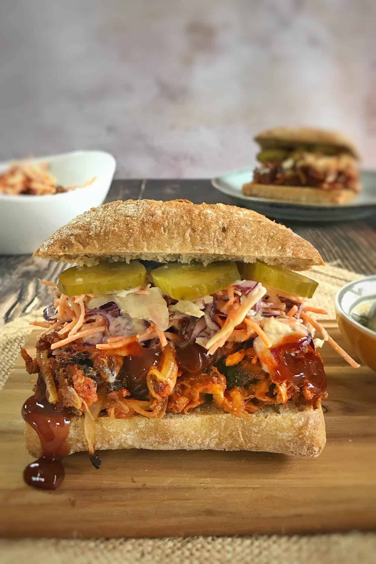 Bbq jackfruit sandwich.