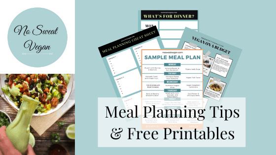 Meal planning tip and printables banner.