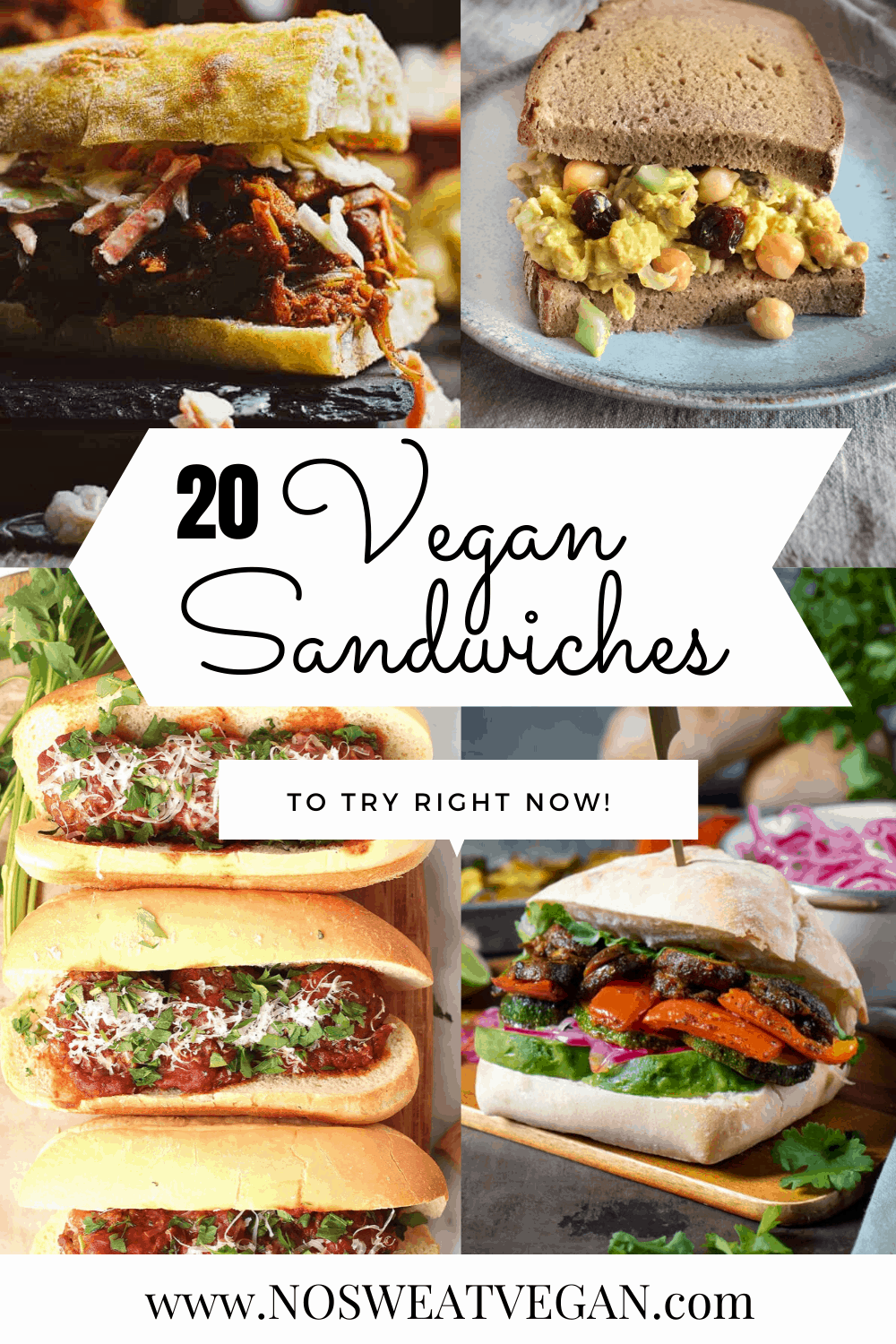 Vegan sandwiches collage.