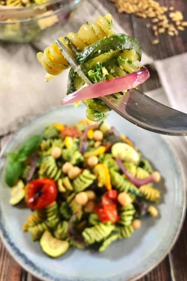 Vegan Pesto Pasta Salad With Roasted Veggies (Oil-Free!) – No Sweat Vegan