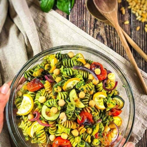 vegan pesto pasta salad