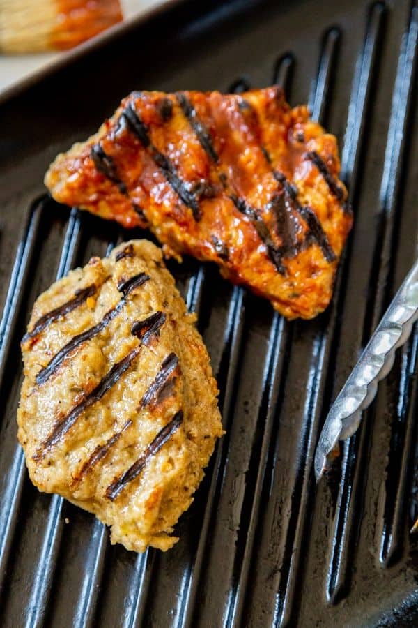 Seitan chicken on a grill.