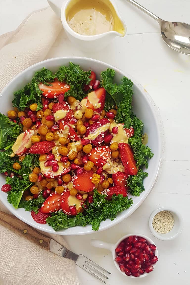 Kale salad with tahini dressing.