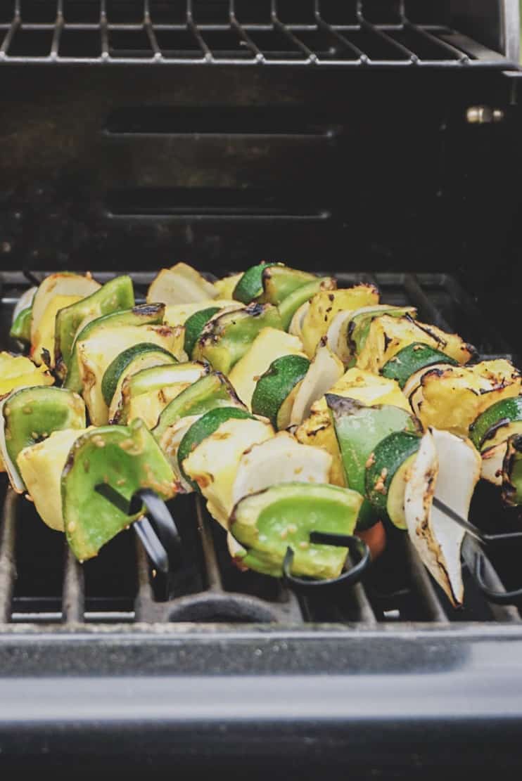 Grilled veggie skewers.