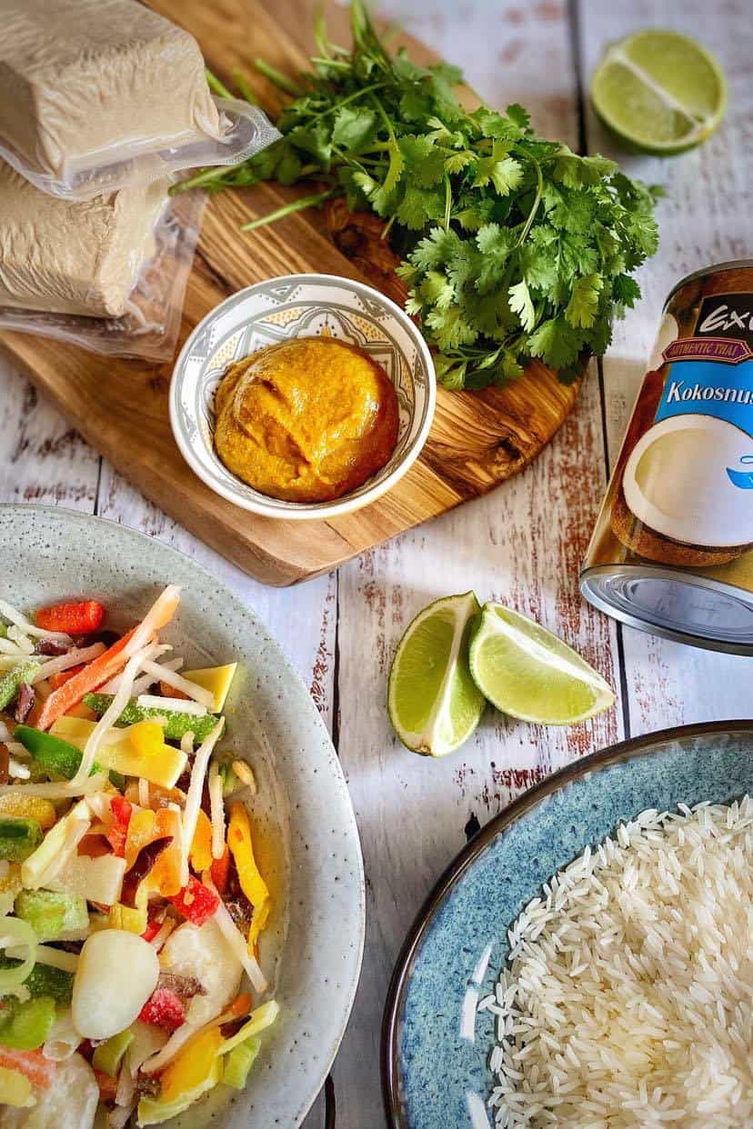 Ingredients for a quick Thai Curry.