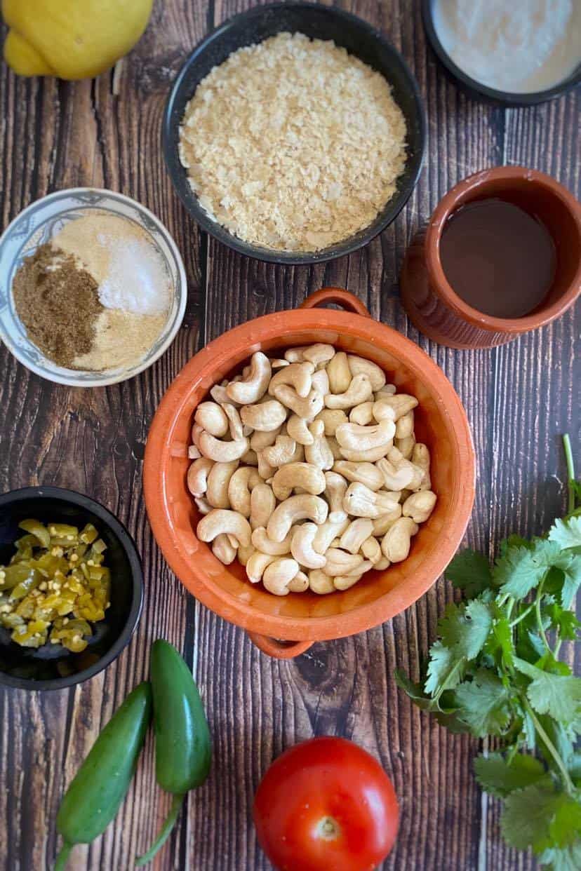 Ingredients for cashew queso.