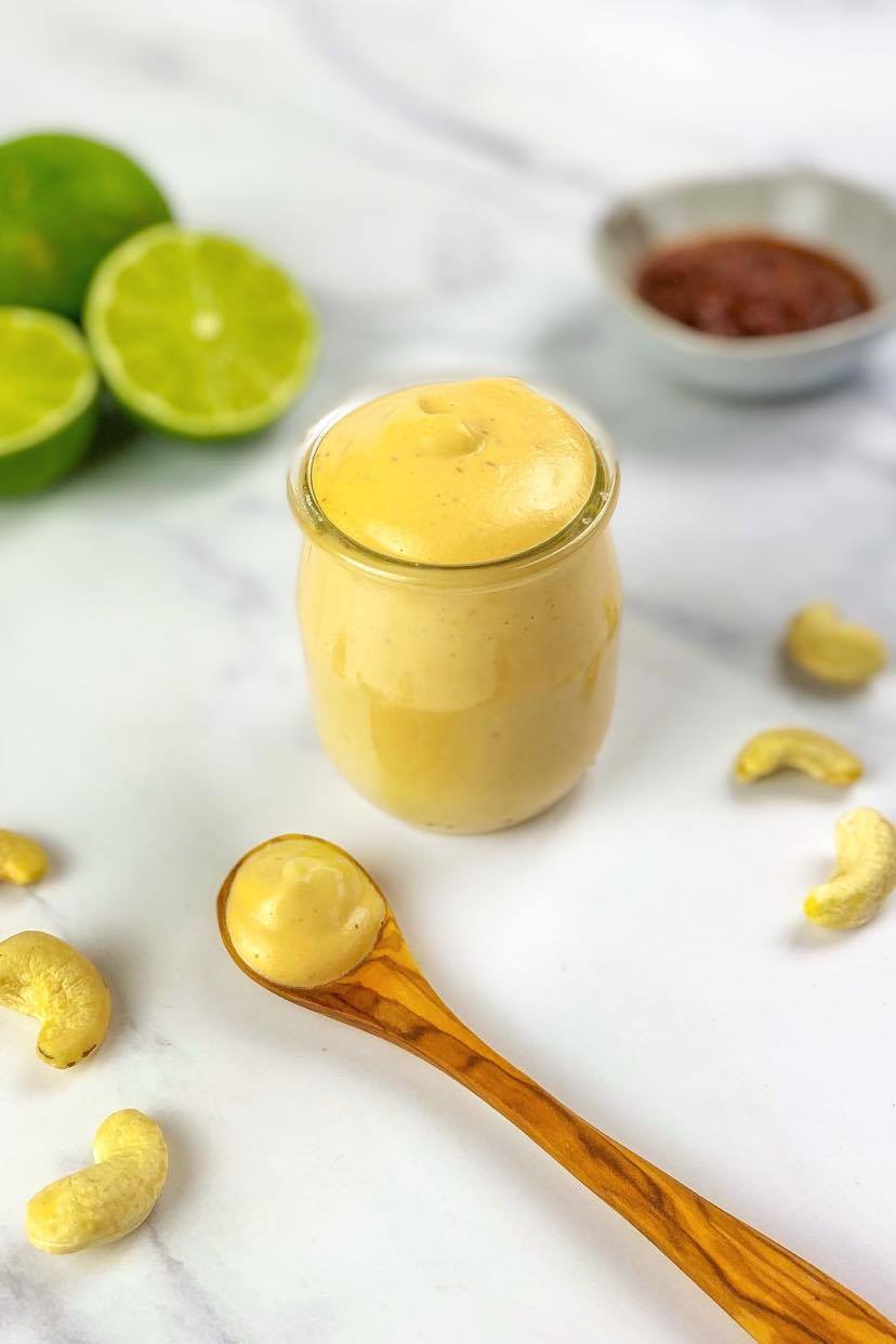 Vegan chipotle mayo in a jar.