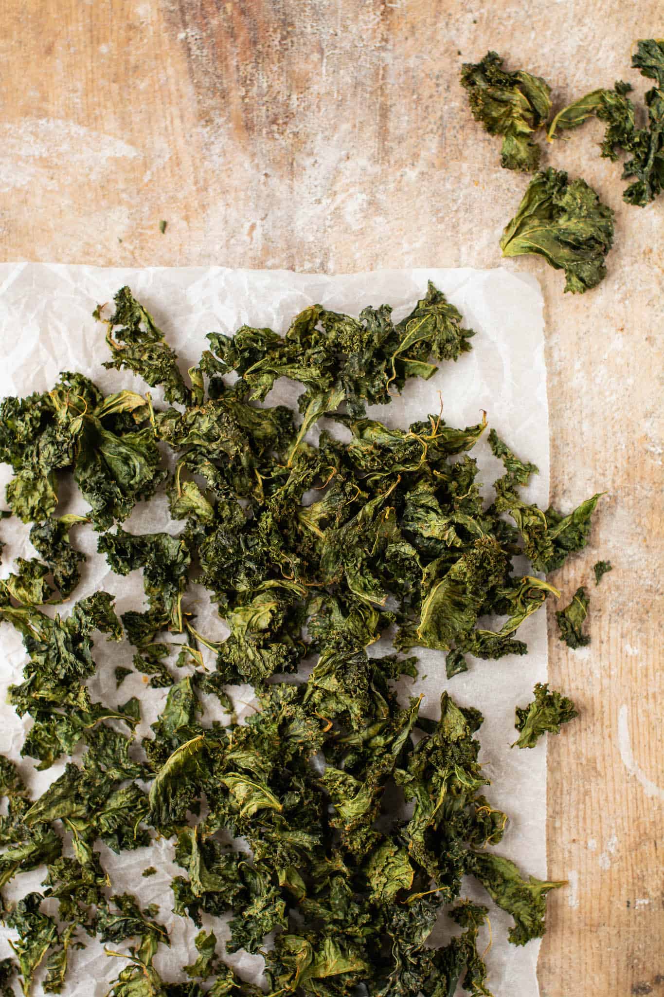 Baked kale chips.