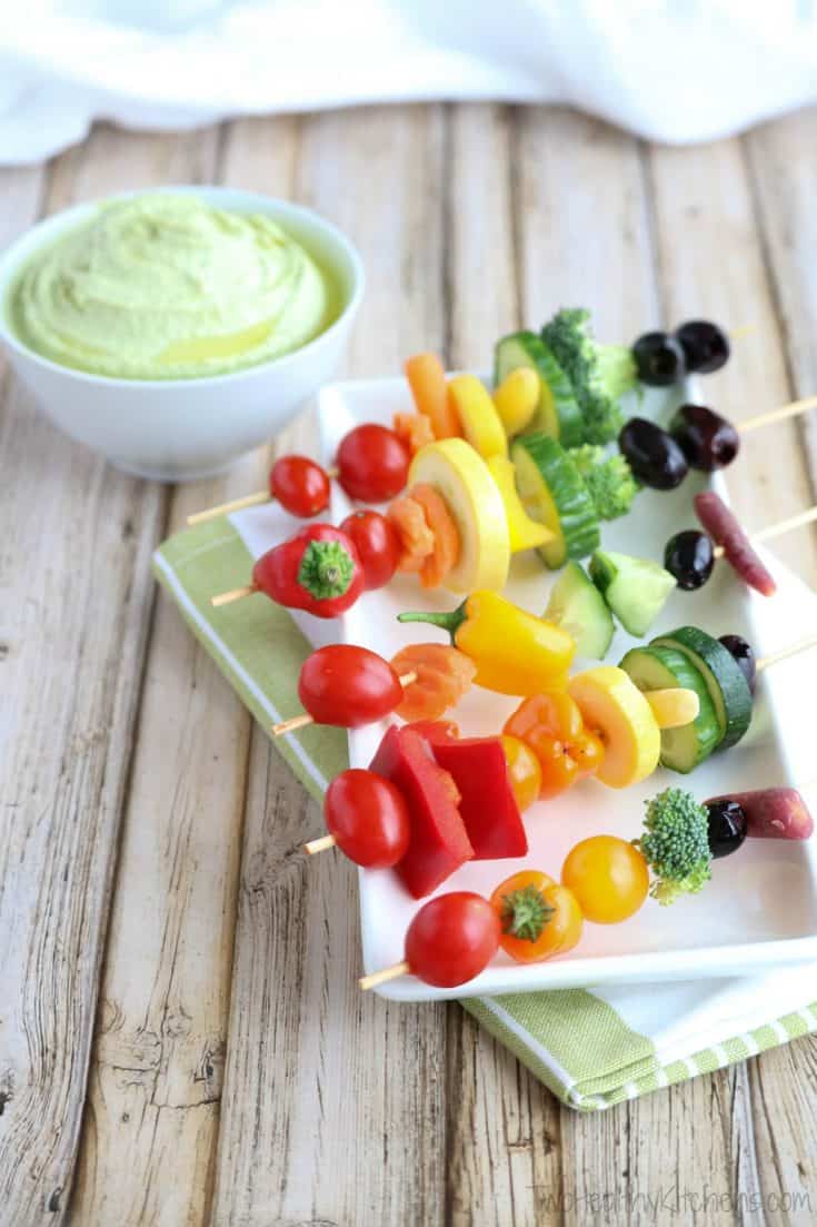 Rainbow veggie kabobs.