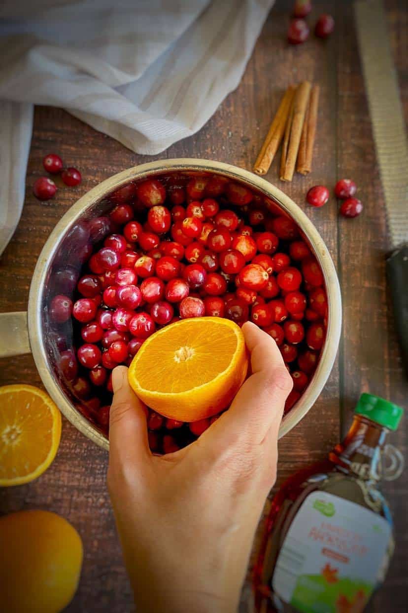 Add orange juice to the cranberry sauce.