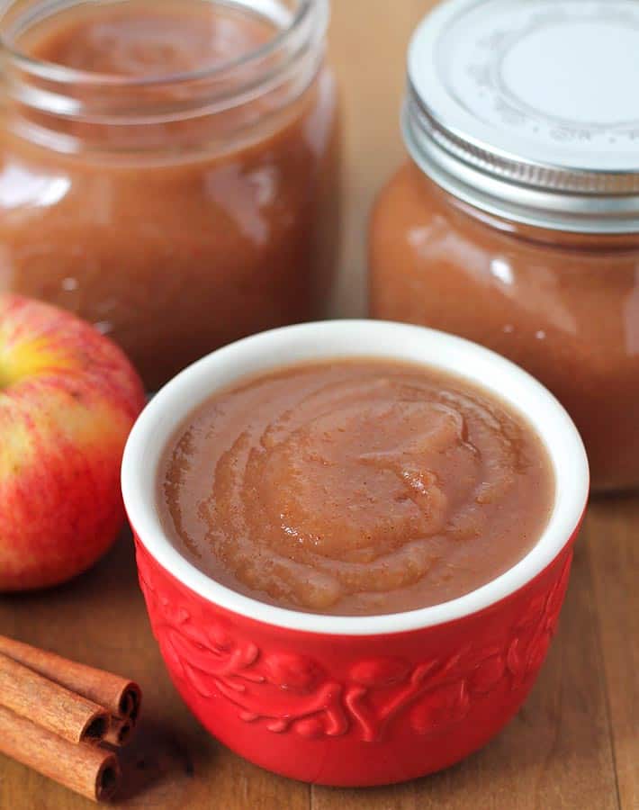 Slow cooker applesauce in a bowl.