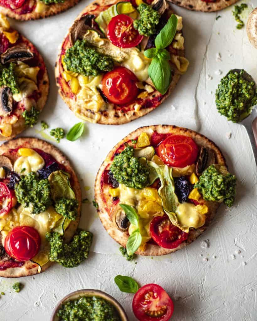 Vegan mini pizzas.