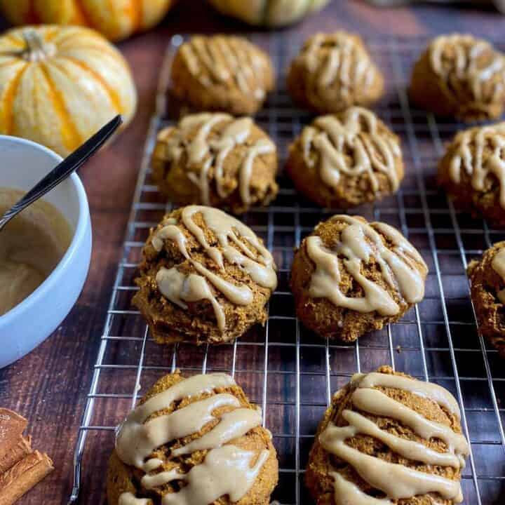Vegan Pumpkin Cookies with Maple Glaze (Healthy Oil Free) No Sweat