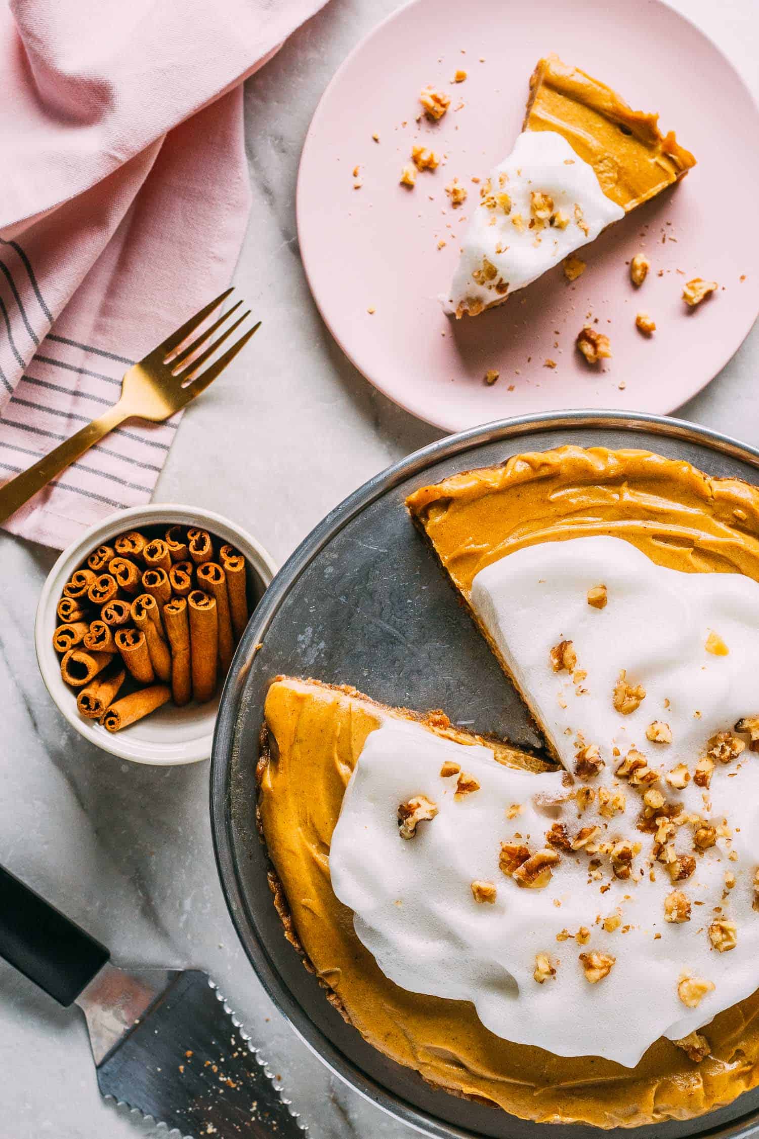 Vegan no-bake pumpkin cheesecake.