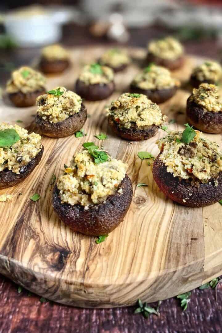 Vegan Stuffed Mushrooms with Herbed Almond Ricotta – No Sweat Vegan