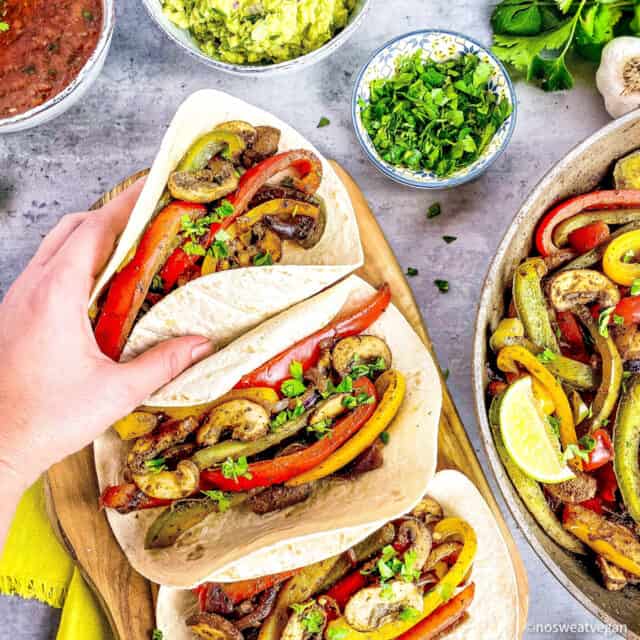 Vegan Fajitas with Veggies & Mushrooms (Easy & OilFree) No Sweat Vegan