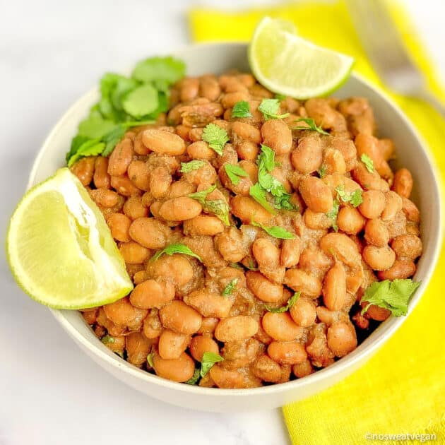 Closeup of instant pot pinto beans.