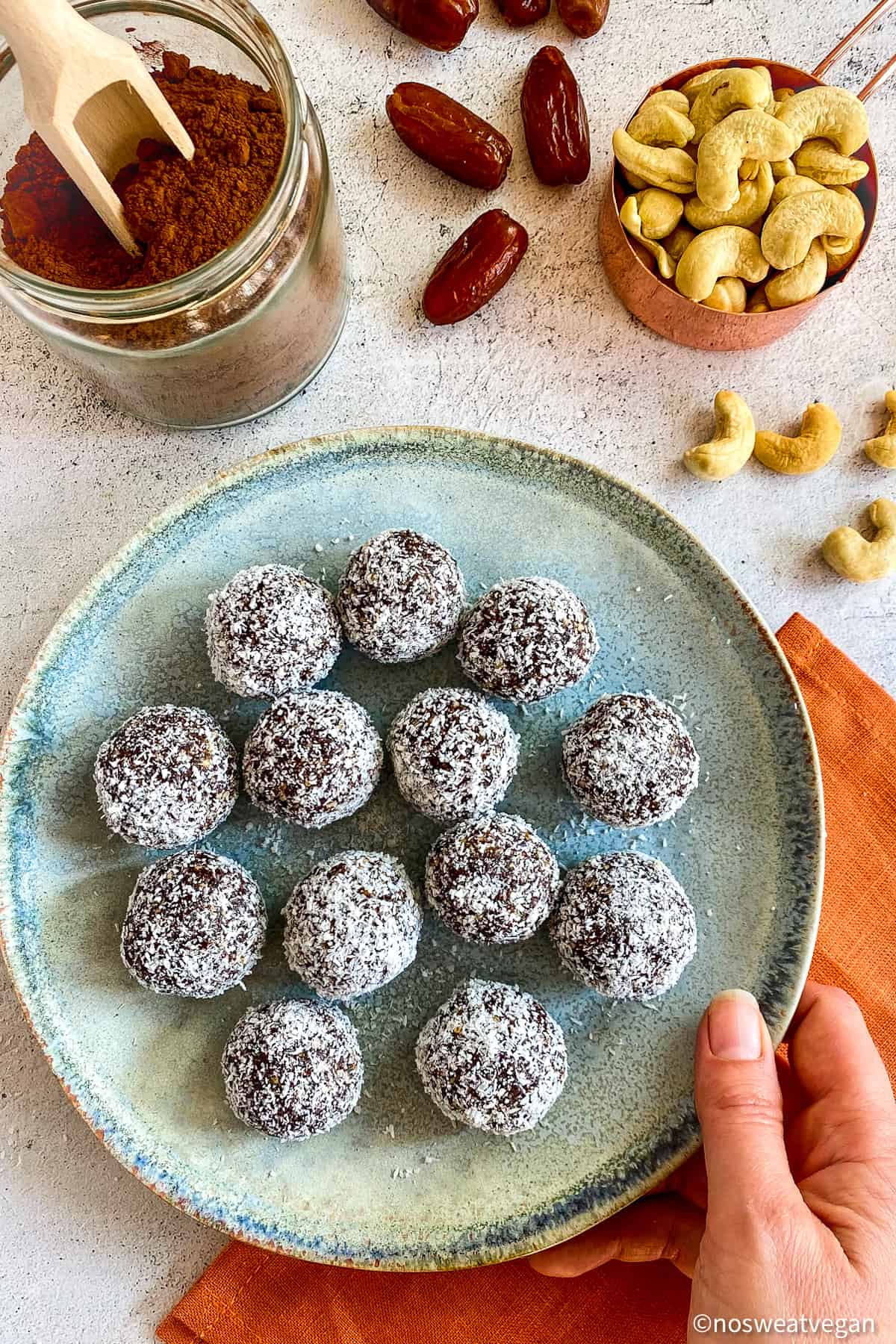 Carmel Delight Bliss Balls on plate.