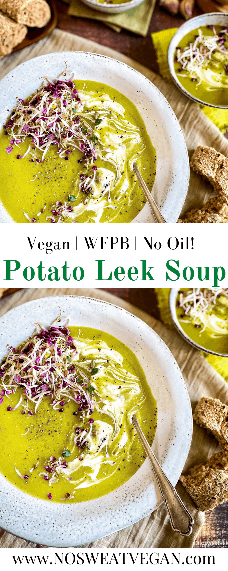 Vegan Leek & Potato Soup / Vegan Vichyssoise – No Sweat Vegan