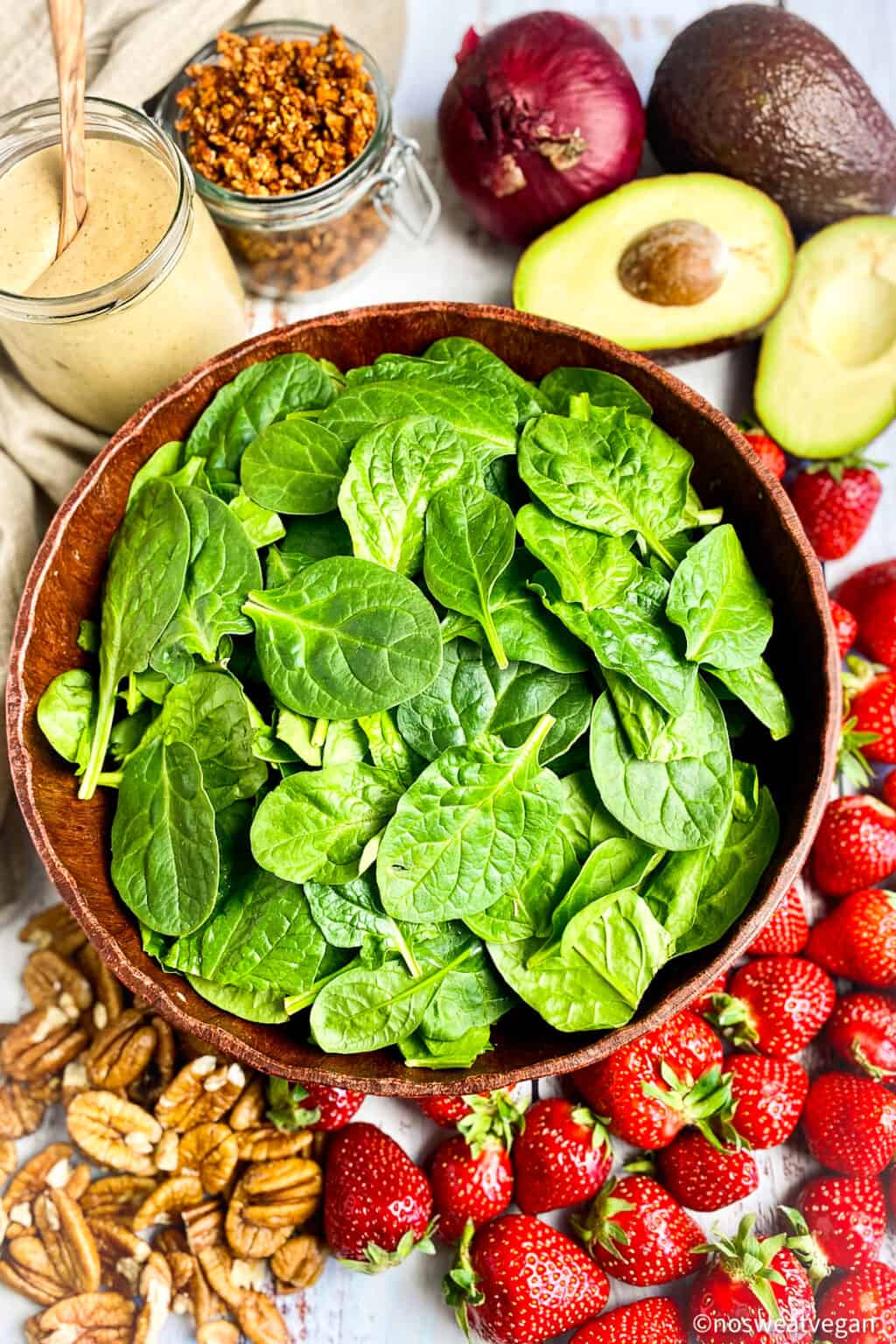 Spinach Avocado & Strawberry Salad (Vegan & Oil-Free) – No Sweat Vegan
