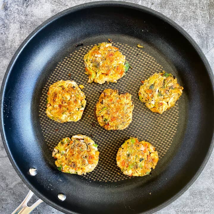 Vegan Crab Cakes / Jackfruit Cakes (Skillet or Air Fryer) – No Sweat Vegan