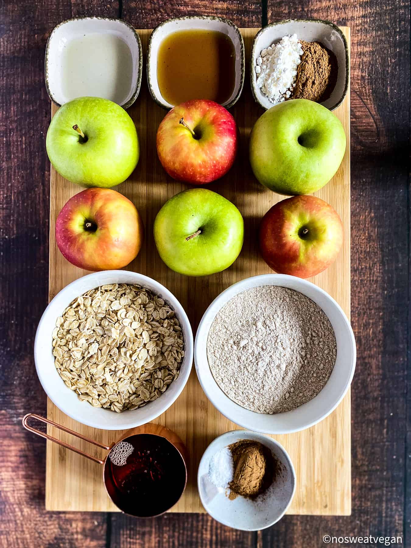 Ingredients for vegan apple crisp.