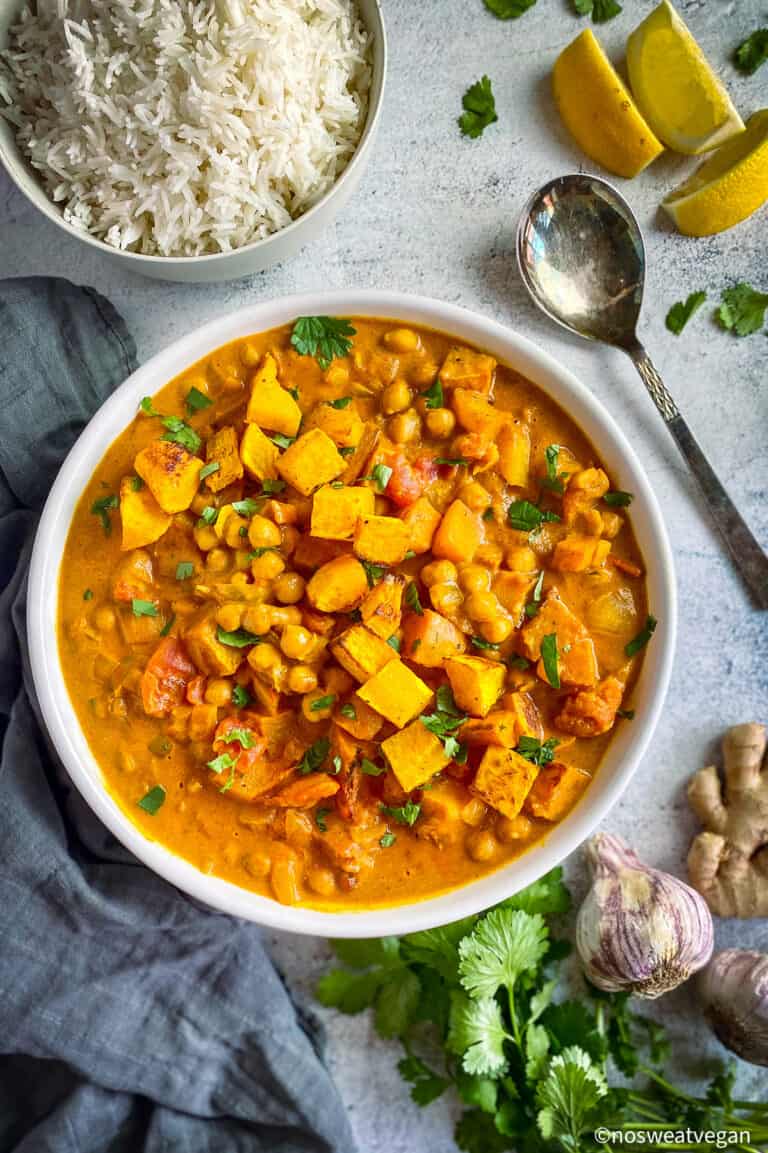 Butternut Squash Curry with Chickpeas (Easy + Vegan) No Sweat Vegan