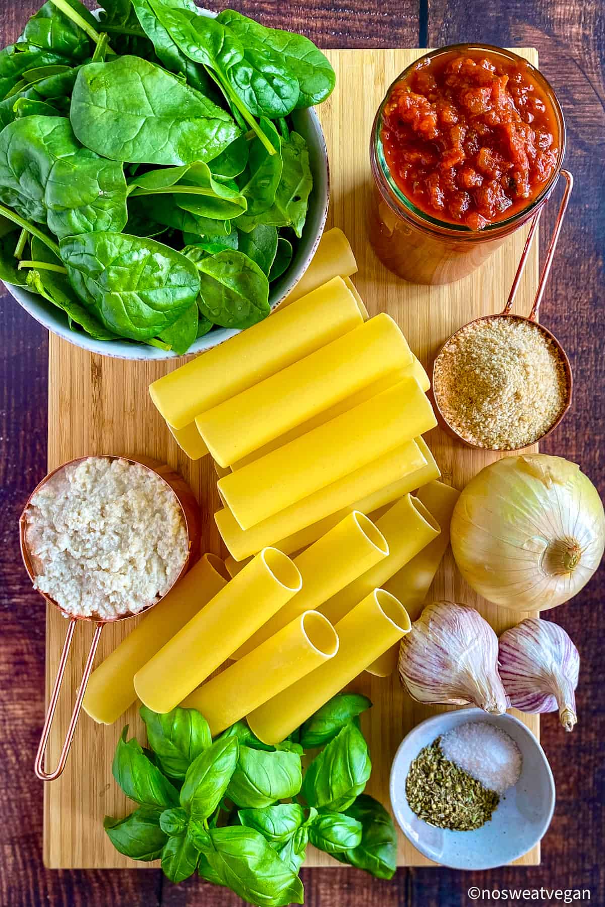 Vegan cannelloni ingredients.