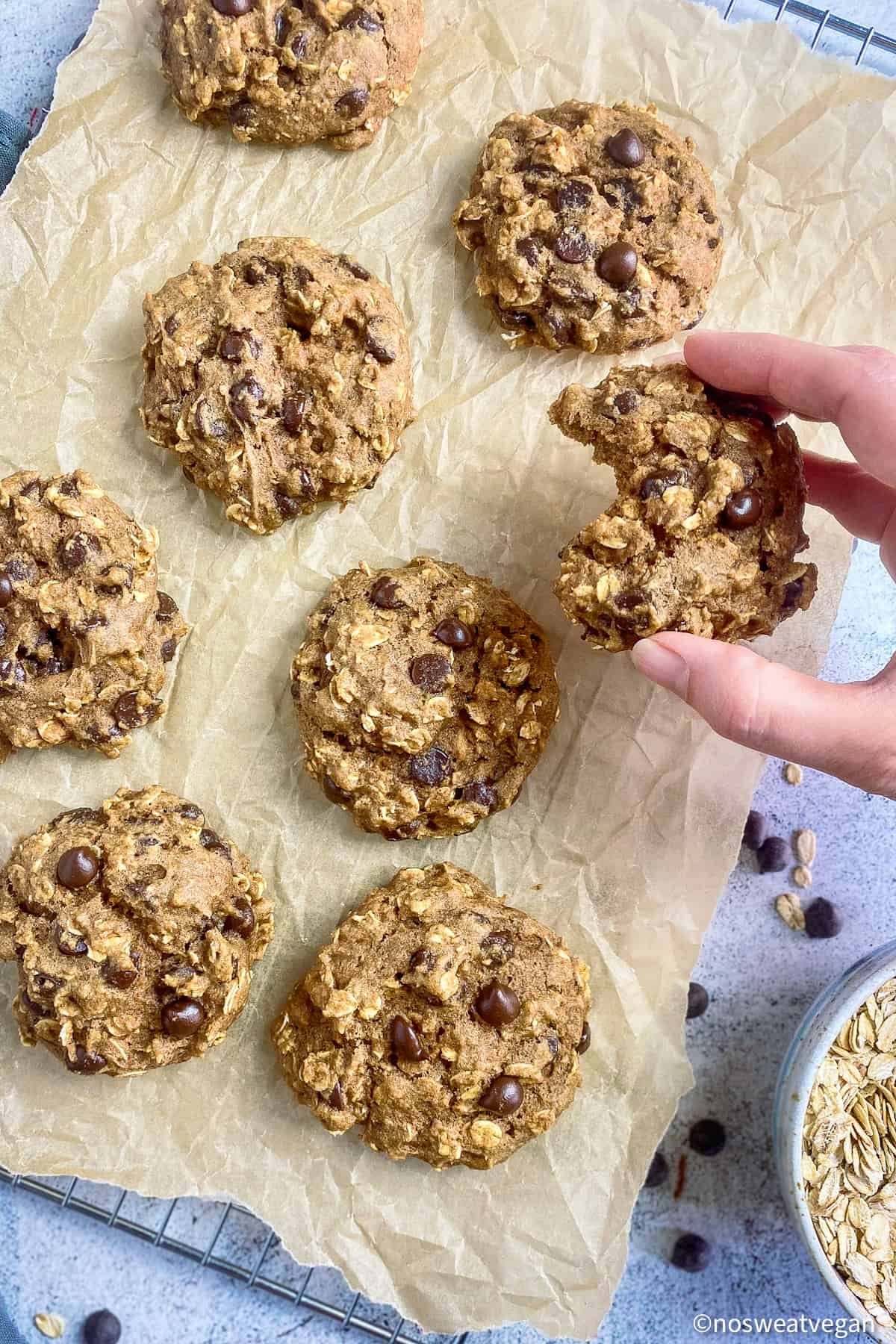 Healthy oatmeal chocolate chip cookies.