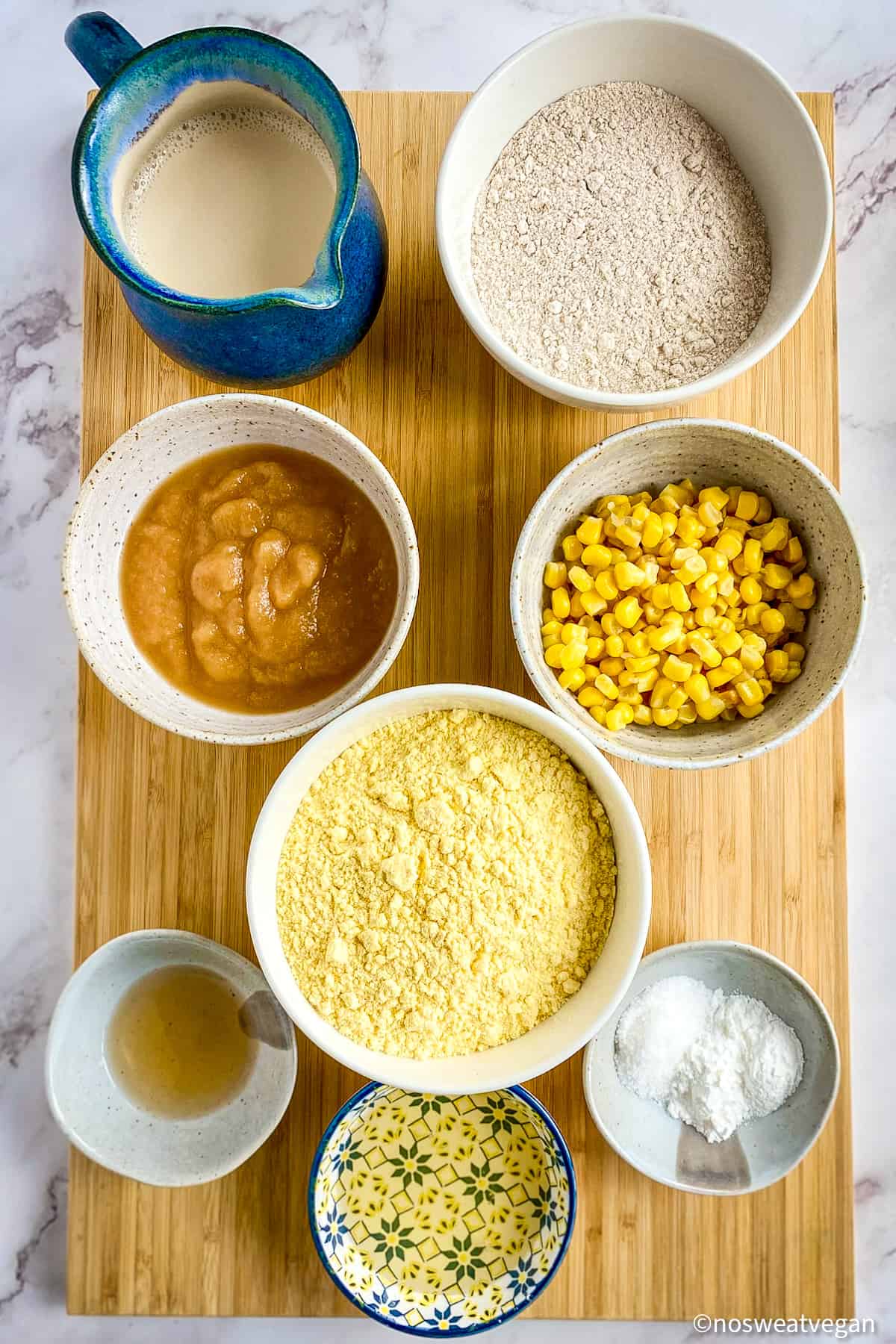 Vegan cornbread ingredients.