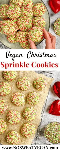 Vegan Christmas sprinkle cookies pin.