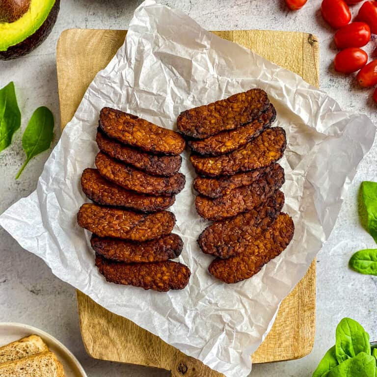 Air Fryer Tempeh Bacon No Sweat Vegan