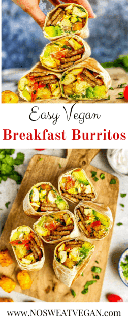 Vegan breakfast burritos pin.
