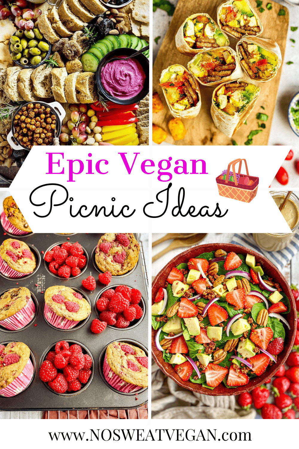 Vegan picnic ideas collage.