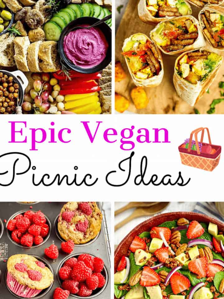 Best vegan picnic recipes collage.