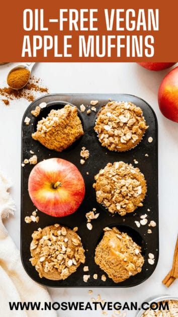 Oil-free vegan apple muffins pin.