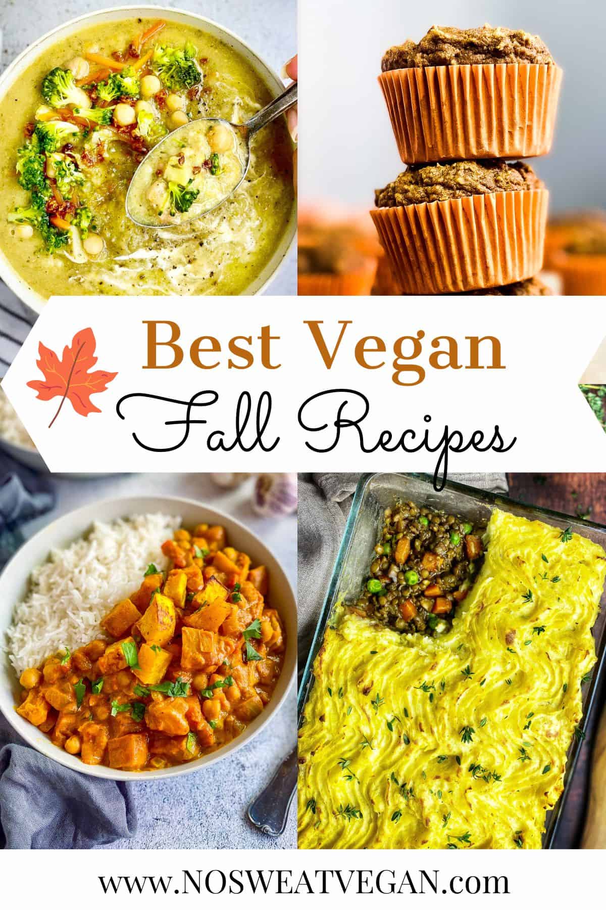 Vegan fall recipes collage.