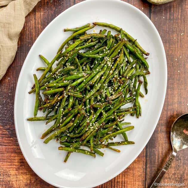 Air Fryer Frozen Green Beans (Two Ways!) No Sweat Vegan