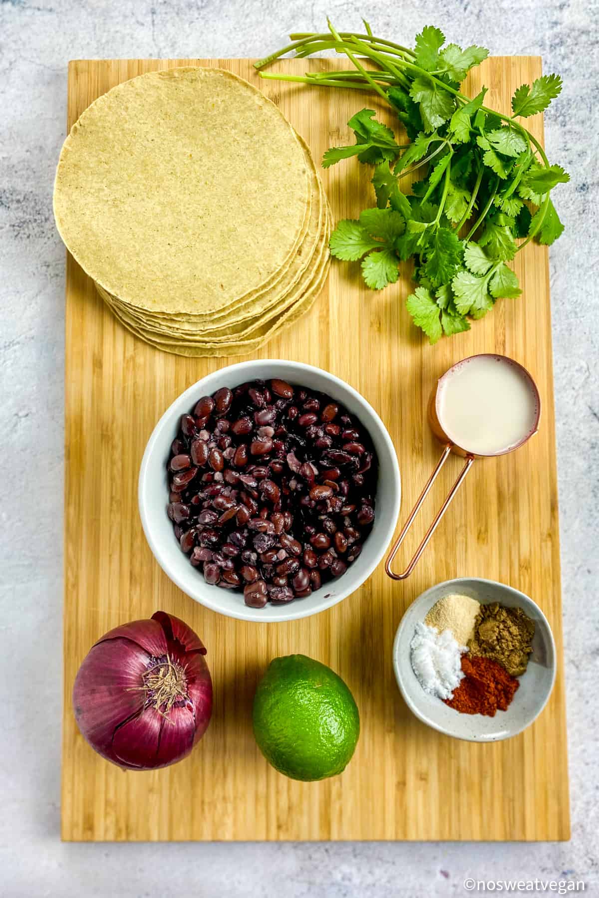 Ingredients for black bean tacos.