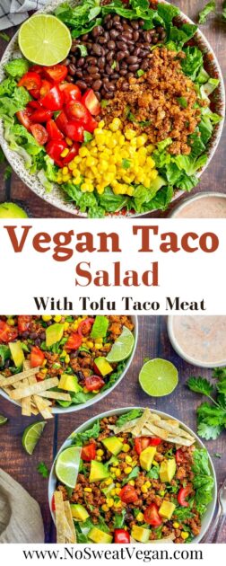 Tofu taco salad pin.