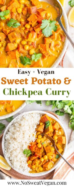 Sweet potato and chickpea curry pin.