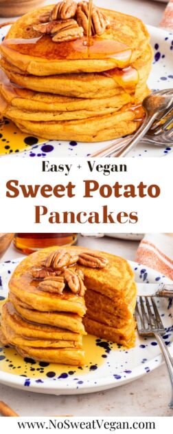 Vegan sweet potato pancake pin.