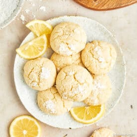 Vegan lemon cookies on a plate.