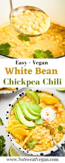 Vegan white bean chili pin.